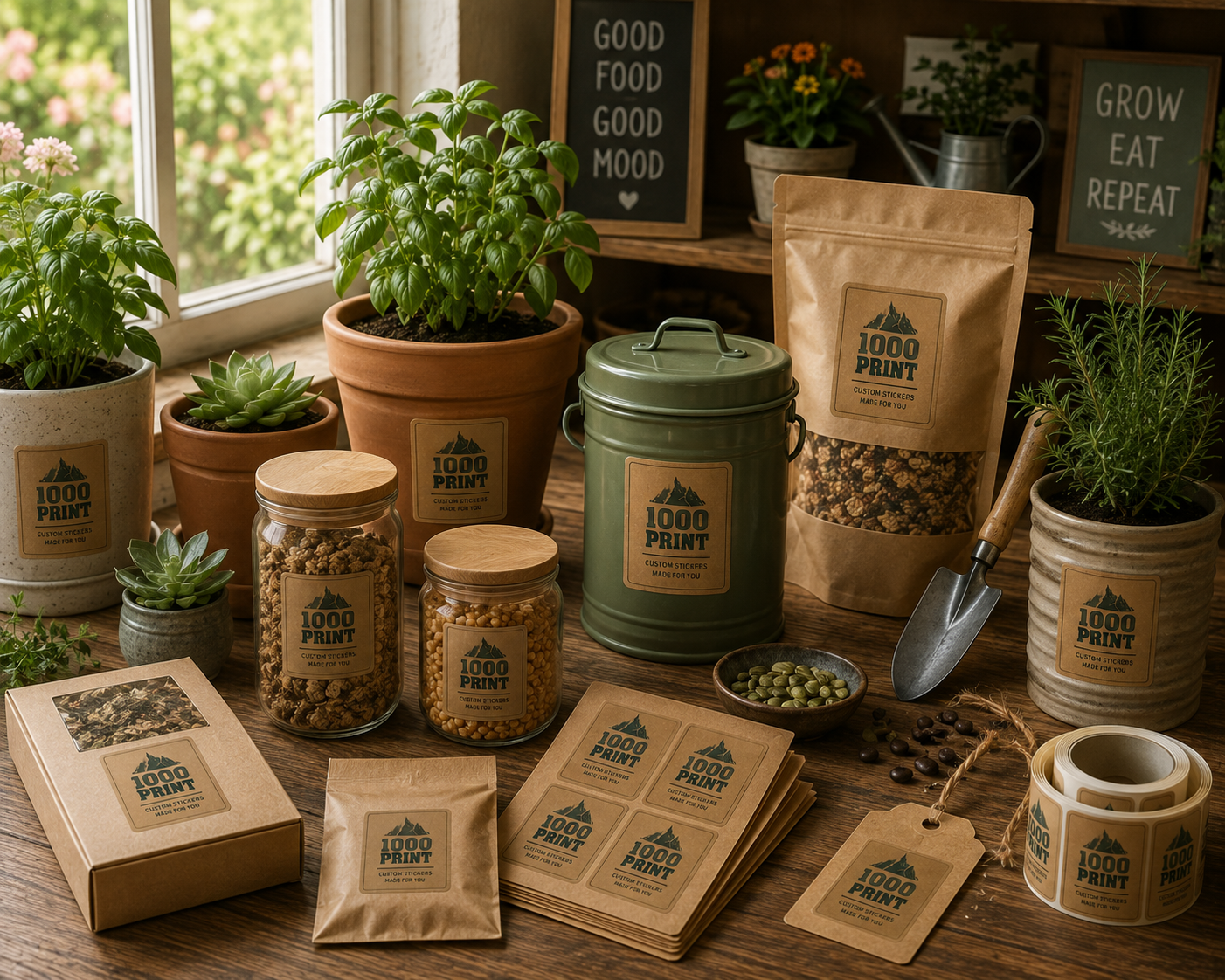 Custom Rounded Rectangle Kraft Paper Stickers | 1000 Print